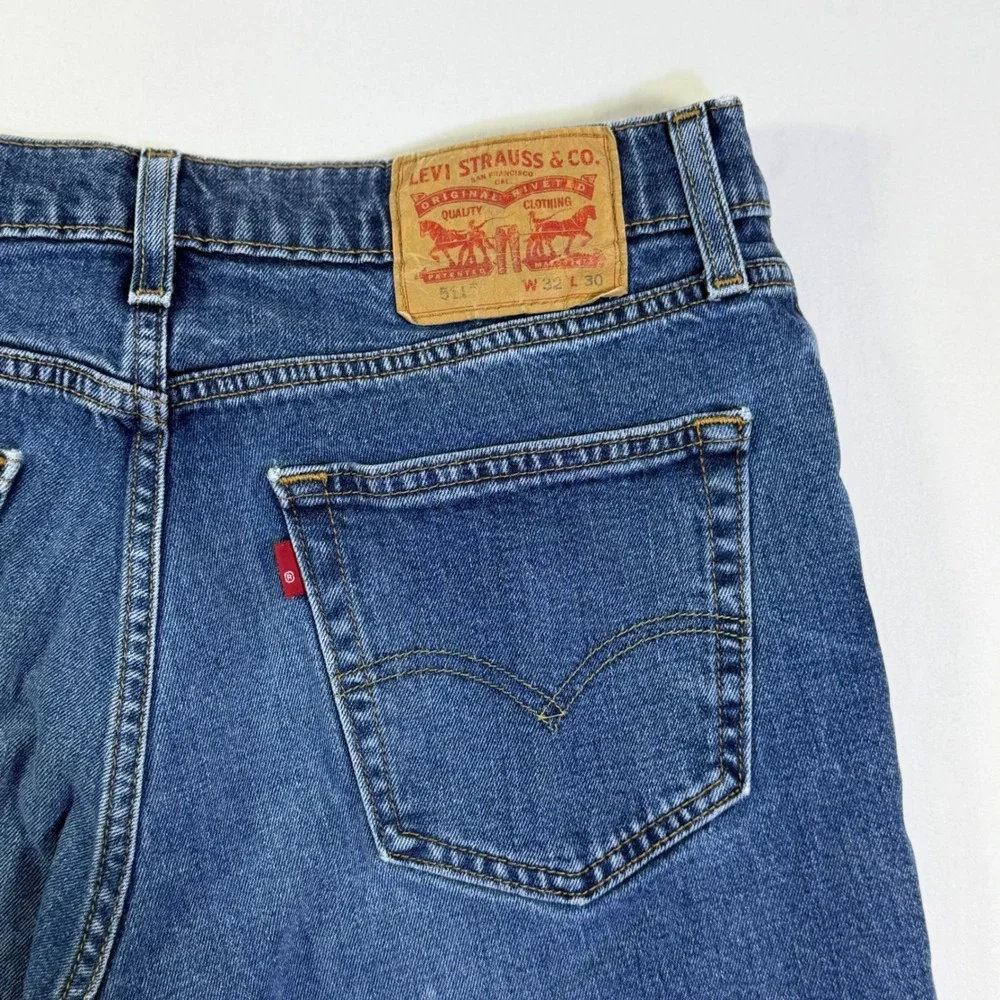 Levis‎ 511 Slim Fit Jeans Mens 32x37 Medium Wash Blue Denim Pants 04511-1786